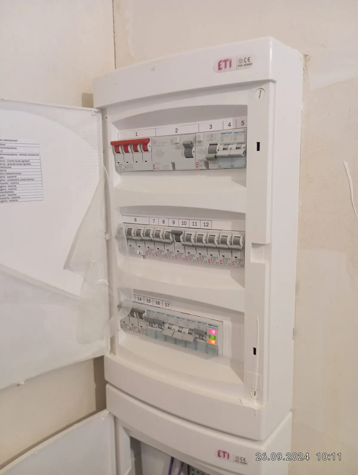 Rozdzielnica elektryczna po wykonaniu prac
